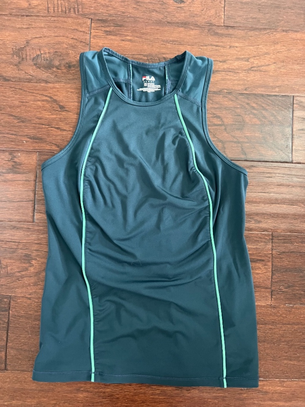 FILA SPORT Dark Green Contrast Piping Mesh Back Workout Tank - Size XS